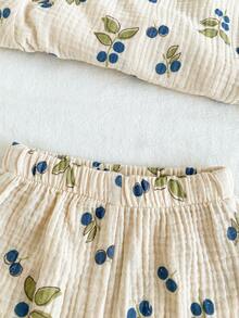 SHEIN Vintaside Kids Baby Boy Summer Casual Leaf Print Shirt And Shorts Set - Khaki - View 5