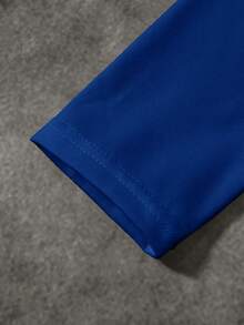 BATMAN X SHEIN Young Boy Cartoon Pattern Loose Fit Crew Neck Long Sleeve T-Shirt - Navy Blue - View 5