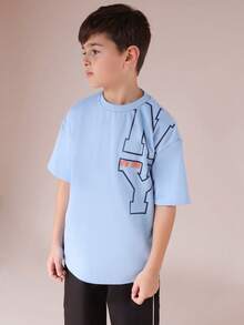 SUMWON Boys NY City Graphic Print Short Sleeve Crew Neck T-Shirt Casual Everyday Wear Summer Top Vacation - Baby Blue - View 4