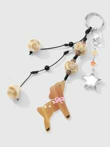 ROMWE 1 Spring New Simple Casual Versatile Multi-Color Resin CCB Star Matte Round Beads Imitation Mink Acrylic Deer DIY Keychain Bag Pendant, Holiday Gift - Multicolor - View 3
