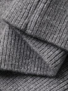 DAZY Áo len nữ dáng rộng mùa thu, cổ bẻ, họa tiết hình thoi. - Xám - Xem 8