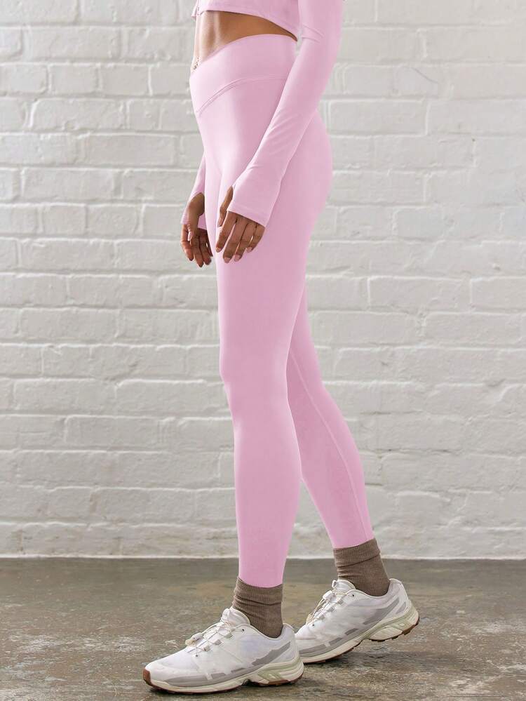 Musera Sport Solid Sports Leggings With Jacket - Bubblegum Pink - View 3