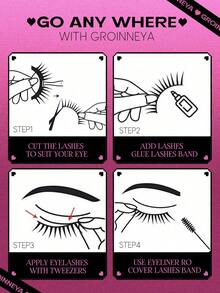 1pc Cat Eye Fox Eye Lashes Natural Silk False Eyelashes Soft Handmade Reusable Mink Lashes Extension Makeup Tools For Daily Party Eye Makeup Cosmetics - Black - View 6