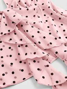 ROMWE Spring/Summervalentine's Daypolka DotSexy Y2K Polka Dot Chiffon Allover Print Ruffle Collar Design Women Camisole - Pink - View 3