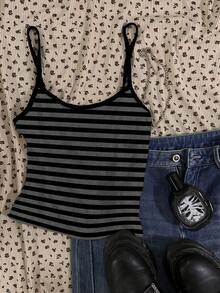 Attitoon 3件套女士休闲复古紧身撞色滚边背心套装，十字翅膀印花，豹纹，条纹，夏季，朋克，Y2K Grunge，吊带背心，复古，街头风，校园，嘻哈，演唱会，健身房，运动 - 彩色 - 查看 3