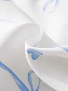 SHEIN 2pcs Baby Girls' Casual Butterfly & Ribbon Print Long Sleeve Top And Pants Homewear Set, Pink Baby Pj Set - Blue and White - View 7