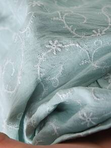 Rusticease Vestido holgado con cuello redondo, mangas abullonadas y bordado floral para mujer - Multicolor - Ver 7