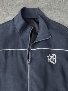 STYNVO Men's Casual Fashion Street Contrast Piping Zip-Up Jacket And Pants Set, Suitable For Spring And Autumn Daily Commute - Blue - View 5