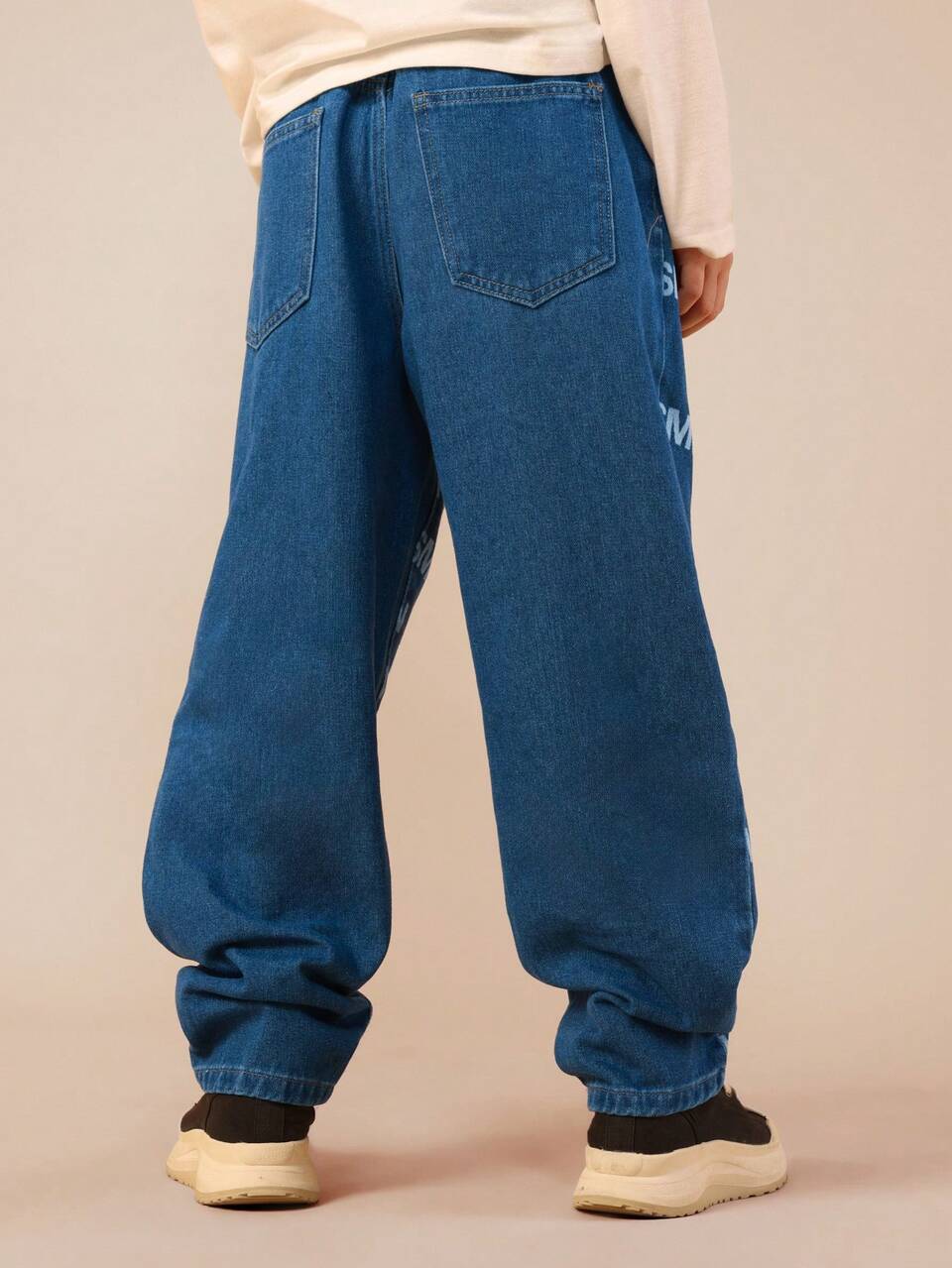 Denim Jogger Jeans With Logo Print