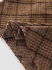 Franclia French Retro Plaid Woolen High Waist A-Line Skirt - Brown - View 3