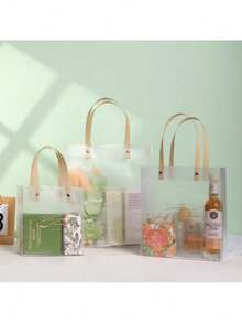 PVC透明手提袋，PP塑料磨砂礼品袋，礼品包装袋，婚礼糖果礼品袋 - 無色 - 查看 13