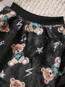 PETSIN 1 Printed Brown Bear Flannel Sweatshirt, Thick And Warm For Pets In Autumn And Winter, Black