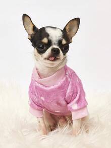 PETSIN 1 Printed Bear Letter Flannel Sweatshirt, Pet Autumn And Winter Thick Warm Pink Version - Pink - View 3