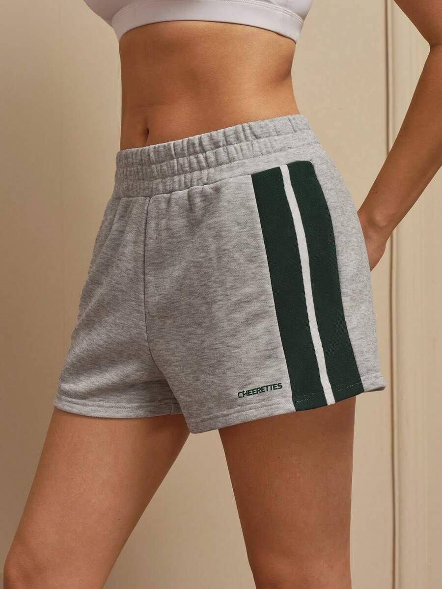 Cheerettes Summer Casual Contrast Stripe Sports Shorts - Grey - View 1