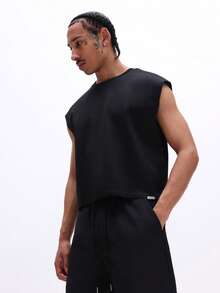 SUMWON Essentials Sleeveless Crew Neck Tank Top Casual Summer Basic Solid Comfortable Everyday Wear Minimalist Style - Black - View 1