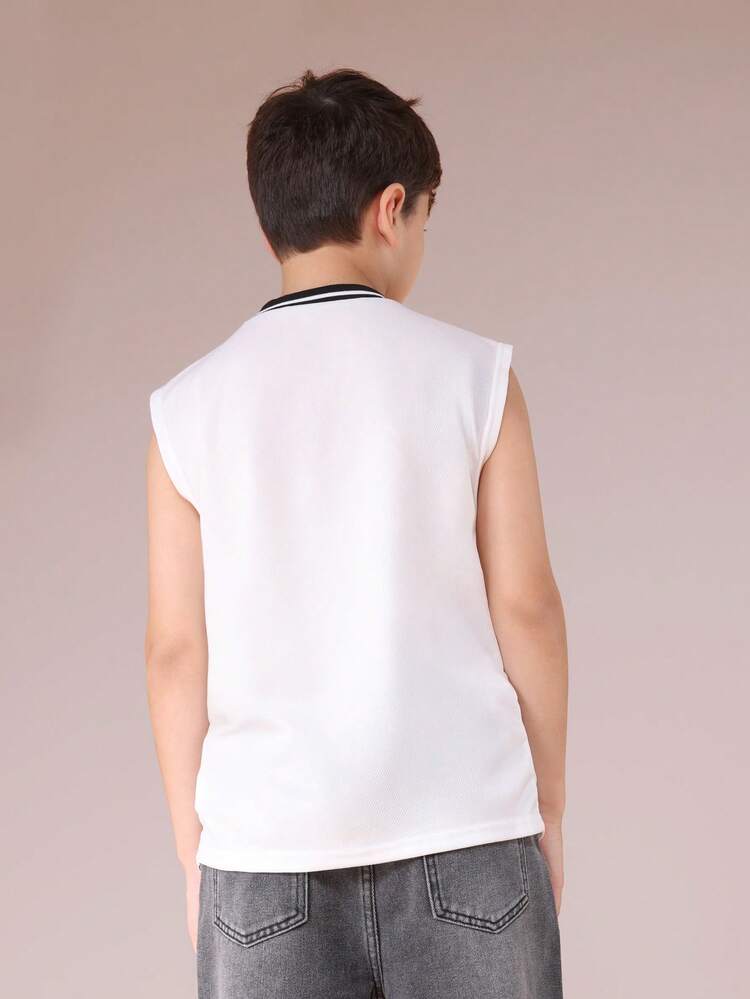 Ärmelloses Mesh-Tanktop mit Logoprint