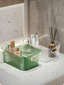 塑料化妆品收纳盒，金色装饰边，收纳盒，整理盒，桌面收纳盒，塑料整理盒，适用于化妆品收纳、展示，也可作为情人节礼物，多功能收纳盒套装 - 适用于化妆品、零食等 - 适用于厨房、浴室和宿舍，可选配滑轮 - 彩色 - 查看 12