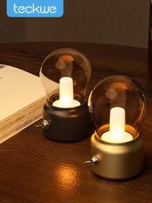 Teckwe Đèn bàn LED hình bóng đèn, đèn bàn LED không dây di động sạc lại được, kiểu dáng retro, ánh sáng liên tục, thích hợp cho phòng ngủ và phòng ngủ. - Nhiều màu - Xem 1