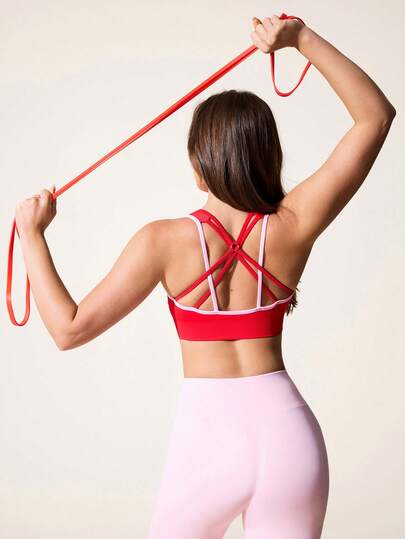 Core Rhythm Seamless Sports Camisole, Contrast Shoulder Straps, Sexy Workout, Slim Fit Cup Support