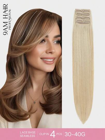 4PCS With 8 Clips Straight Clip In Hair Extensions 100% Real Human Hair Color P27/613# Highlight Blonde 12-18 Inch Double Weft Invisible Clip Hair Extensions Remy Natural Human Hair For Women Girls Daily Full HeadUse Winter Christmas Halloween Costumes Autumn Outfits Women Fall Outfits