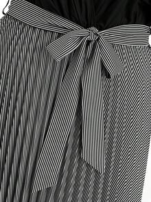 Zelara SHEINLUNE Plus Size Women's Rainbow Pleated V-Neck Lantern Sleeve Tie-Waist Dress Graduation Elegant Women Dress Wedding Guest Dress Women Vacation Outfits Woman Modest Beach Outfits For Glamorous Woman Festival Sundress Birthday Dresses For Women Pride Day - Multicolor - View 8