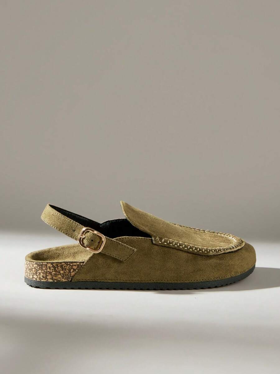 Woman Shoes Backless Solid Color Flat Mules For Spring And Summer Vacation Shoes Summer Spring Shoes Spring Break Easter For Christmas - Army Green 1 - View 1