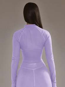 Musera Sport Áo khoác ngắn có khóa kéo BBL (chỉ dành cho Padel) - trang phục thể thao mùa đông năng động, tập gym, luyện tập. - Màu Lilac Tím - Xem 4