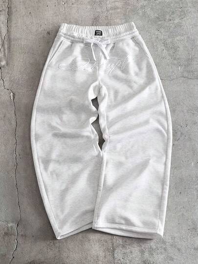 AXEPEAK Men's Letter Print Drawstring Waist Pockets Casual Everyday Sweatpants