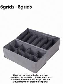1/2/3/4件套大容量节省空间可折叠便携式分隔收纳抽屉整理篮和盒子，是收纳衣物、配饰、袜子、围巾、服饰、卧室和家居用品的理想之选，也是衣柜整理的完美方案。家居装饰收纳必备单品。 - 灰色 - 查看 12