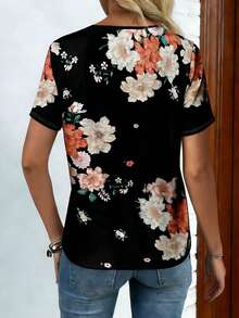 EMERY ROSE 女士休闲修身印花短袖针织套头T恤，春夏款 - 彩色 - 查看 2