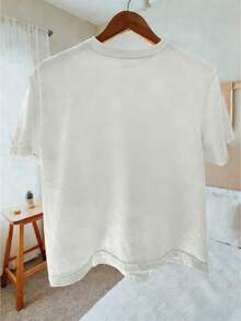 Women's Casual Ant Slogan Print T-Shirt, Summer - White - View 2