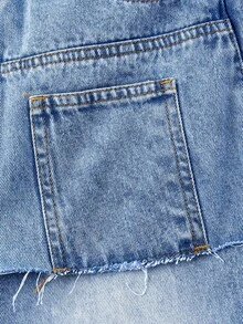 Sweetra 女士休闲优雅浪漫直筒牛仔裤 - 藍色 - 查看 4