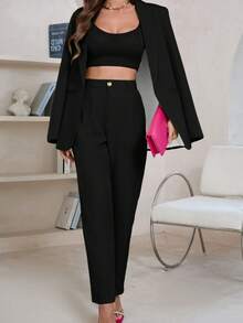 Aveloria Modichic Daily Commuting, Casual Versatile, Wide-Fit Style, Suitable For Various Occasions, Women's Suit Jacket - Black - View 7