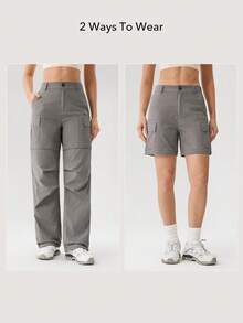 OutZeal Women Outdoor Pants Camping Hiking Water-Resistant Cargo Detachable Pants With Multi Pockets - Grey - View 2
