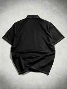 ROMWE MEN Grunge Punk 男士休闲时尚街头音符印花短袖Polo衫，适合夏季日常通勤 - 彩色 - 查看 2