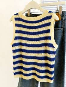 Resyla 女士条纹无袖休闲针织上衣 - 彩色 - 查看 2