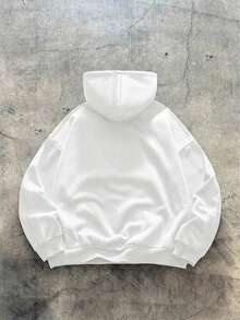 AXEPEAK 男士休闲拼接撞色宽松连体卫衣，秋季款 - 白色 - 查看 2