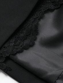 DAZY Blazer élégant à manches longues avec dentelle contrastante de couleur unie pour femmes - Noir - Voir 8