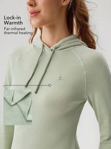 OutZeal Women Winter Thermal Outdoor Sweatshirt Green Daily Casual Long Sleeve With Thumbhole - Green - View 2