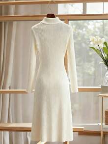 Franclia New Minimalist Blazer Style Gentle And Intellectual Miss Outfit, Suitable For Commuting, Workplace, Afternoon Tea, Date, Autumn/Winter, Reversible Collar, Double-Breasted Metal Buttons, Waist Cinched, Mid-Length, Versatile, Casual, Soft And Cozy, Academic Style, French Chic - Beige - View 2