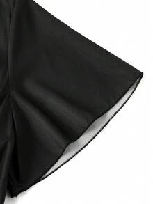 Zelara SHEINLUNE Plus Size Women's Rainbow Pleated V-Neck Lantern Sleeve Tie-Waist Dress Graduation Elegant Women Dress Wedding Guest Dress Women Vacation Outfits Woman Modest Beach Outfits For Glamorous Woman Festival Sundress Birthday Dresses For Women Pride Day - Multicolor - View 12