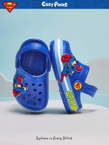SUPERMAN X Cozy Pixies 1 Pair Fashionable, Cute & Versatile Blue Summer Slip-On Outdoor Beach Non-Slip Flat Toddler Boys/Infant Sandals - Blue - View 2