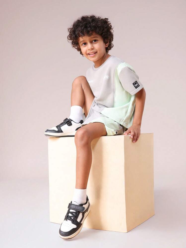 Cut And Sew T-Shirt With Shorts Set