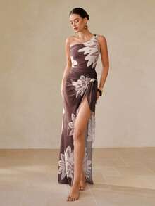 Swim Oasis Maillot de bain une pièce moulant, fendu et sexy avec imprimé, pour vacances à la plage. Modèle d'été pour femmes