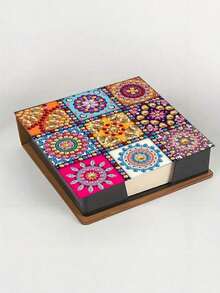 1Pc Diy 5d Diamond Painting Set - Nine-Grid Mandala Pattern Notebook And Memo Box - Unique Handmade Gift, Diamond Art Set, Irregular Circle, A Unique Handmade Gift For The Office And Home Desk.