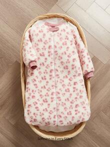 Cozy Pixies 1pc Soft Thick Pink Leopard Print Baby Sleeping Bag, Suitable For Newborns - Multicolor - View 3