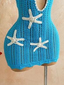 Soleia Đầm mini dệt kim cổ chữ V ôm sát màu xanh dương, họa tiết sao biển, kiểu yếm, thắt nơ, thích hợp cho kỳ nghỉ lãng mạn, kỳ nghỉ gợi cảm của nữ. Thích hợp cho các dịp thường ngày, hẹn hò, trà chiều, đi biển, du thuyền, du lịch đường bộ, lễ hội âm nhạc, tiệc tùng, phong cách Boho, Hippie, miền Tây. Có thể mặc trong nhà hoặc ngoài trời, phù hợp cho mọi mùa. - Màu xanh nhạt - Xem 4