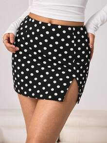 Aidyla 女士波点拼接时尚百搭约会/外出迷你裙 - 黑色 - 查看 5