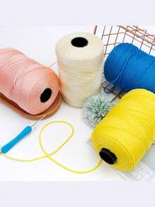 خيط كروشيه لحقائب يدوية، حبل مضفر مجوف. خيوط DIY ملونة لحزام سحاب، قبعة، وسادة. حبل ديكوري من ألياف البولي أميد. - القهوة الحمراء - مشاهدة 4