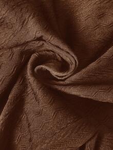 Shapeblank Plus-Size Women's Autumn/Winter Fashion Casual Comfortable Everyday Slimming Textured Fabric Black Elastic Waist Tapered Pants,Fall Outfits,Women Bottom,Simple Style,Curve Pants,Work Pants - Brown - View 7